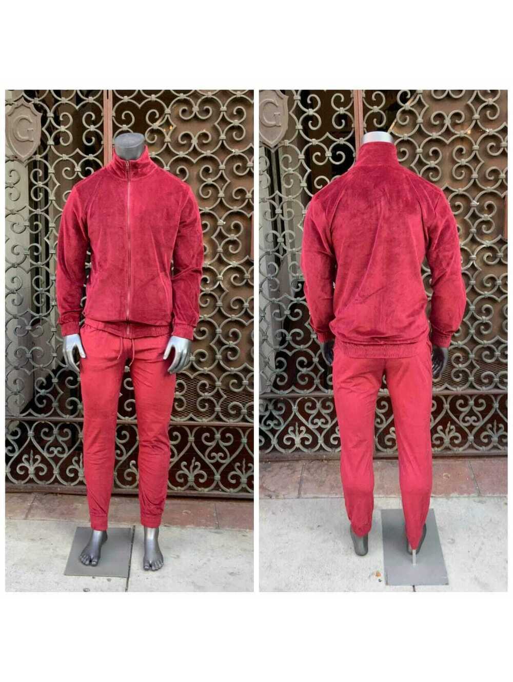 Men's Burgundy Velour Tracksuit